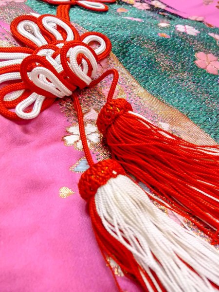 画像30: N0827F  女性用 打掛  シルク（正絹）  光沢のある 桃色, 桜 【中古】 【USED】 【リサイクル】 ★★★☆☆ (30)