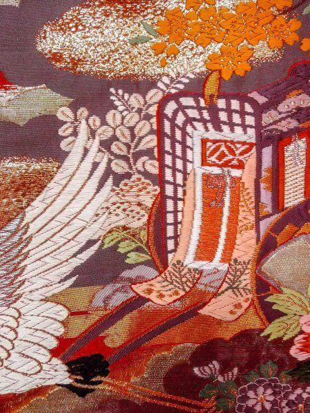 画像18: N0827L Mint  女性用 打掛 メタル糸 シルク（正絹）   赤色, 桜 【中古】 【USED】 【リサイクル】 ★★★★☆ (18)