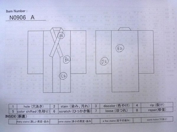 画像13: N0906A  女性用 単衣  ウール  光沢のある 水色, 花 【中古】 【USED】 【リサイクル】 ★★★☆☆ (13)