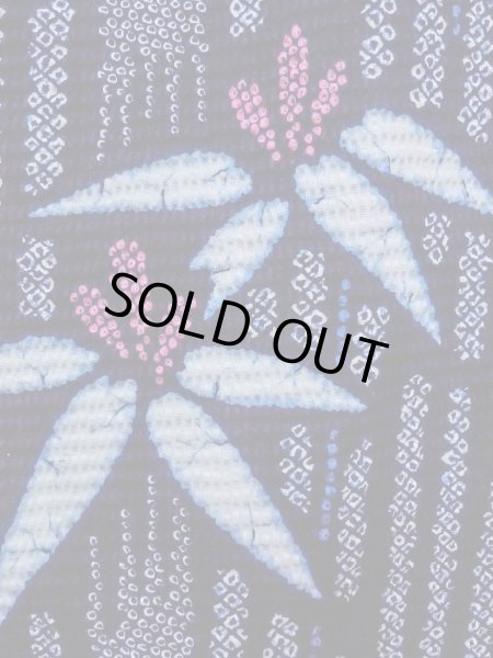 画像5: N0906E  女性用 浴衣（日本製）  綿   藍, 花 【中古】 【USED】 【リサイクル】 ★★★☆☆ (5)