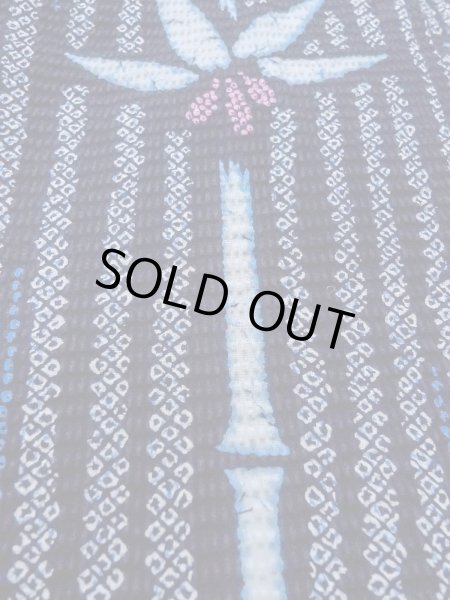 画像8: N0906E  女性用 浴衣（日本製）  綿   藍, 花 【中古】 【USED】 【リサイクル】 ★★★☆☆ (8)