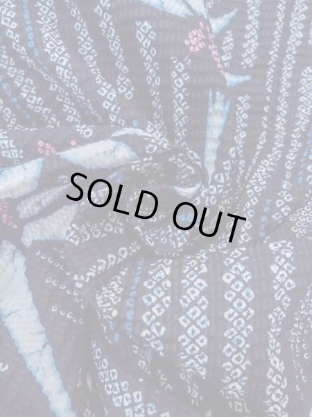 画像12: N0906E  女性用 浴衣（日本製）  綿   藍, 花 【中古】 【USED】 【リサイクル】 ★★★☆☆ (12)