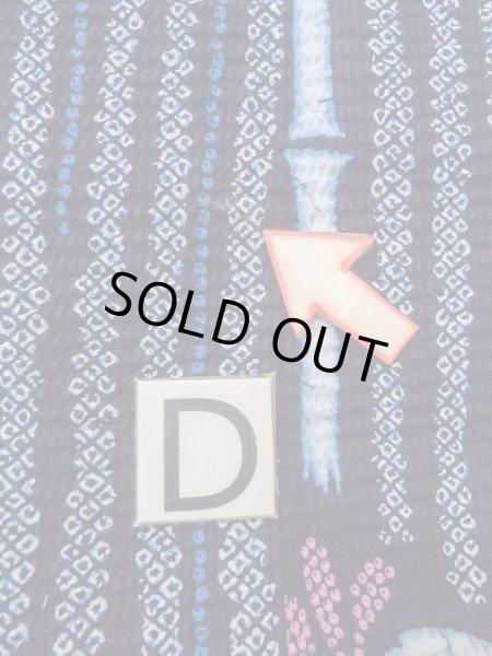 画像17: N0906E  女性用 浴衣（日本製）  綿   藍, 花 【中古】 【USED】 【リサイクル】 ★★★☆☆ (17)