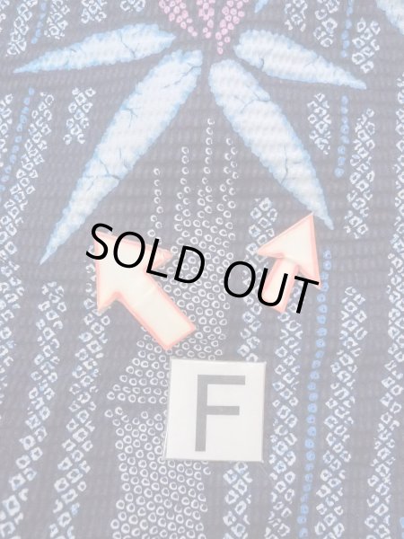 画像19: N0906E  女性用 浴衣（日本製）  綿   藍, 花 【中古】 【USED】 【リサイクル】 ★★★☆☆ (19)