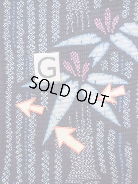 画像20: N0906E  女性用 浴衣（日本製）  綿   藍, 花 【中古】 【USED】 【リサイクル】 ★★★☆☆ (20)