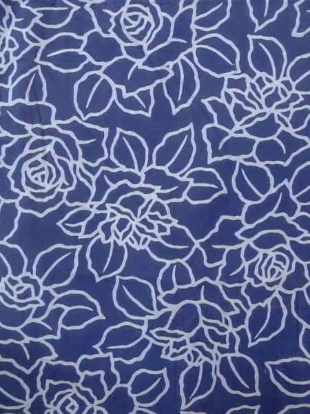 画像4: N0906J  女性用 浴衣（日本製） 色あせ/移り 綿  淡い 藍, バラ 【中古】 【USED】 【リサイクル】 ★☆☆☆☆ (4)