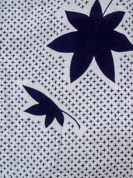 画像3: N0906L  女性用 浴衣(日本製)  綿   白, もみじ 【中古】 【USED】 【リサイクル】 ★★☆☆☆ (3)