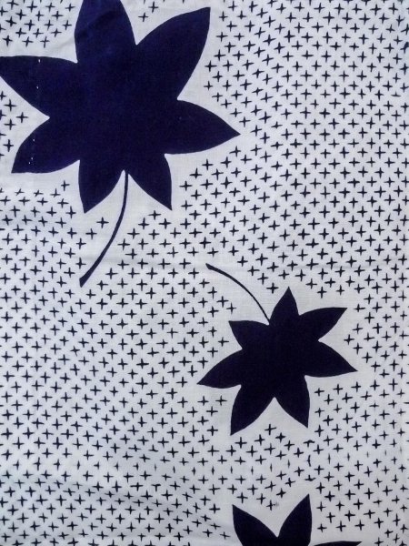 画像4: N0906L  女性用 浴衣(日本製)  綿   白, もみじ 【中古】 【USED】 【リサイクル】 ★★☆☆☆ (4)