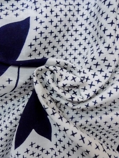 画像8: N0906L  女性用 浴衣(日本製)  綿   白, もみじ 【中古】 【USED】 【リサイクル】 ★★☆☆☆ (8)