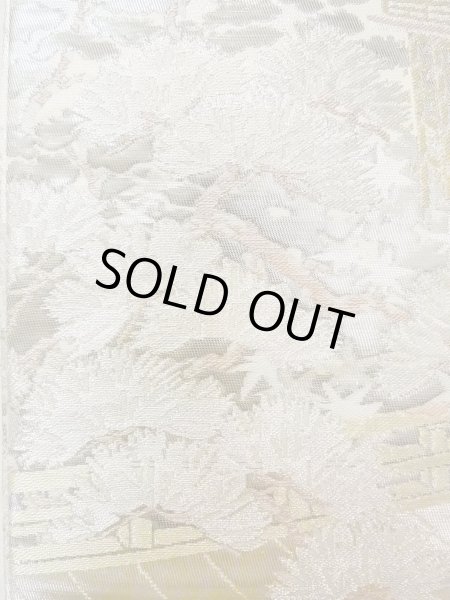 画像8: N0913B 袋帯 女性用着物 シルク（正絹）  光沢のある 白 もみじ 【中古】 【USED】 【リサイクル】 ★★★★☆ (8)