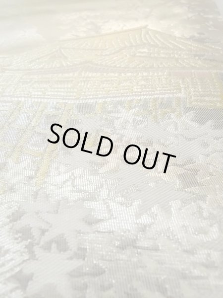 画像11: N0913B 袋帯 女性用着物 シルク（正絹）  光沢のある 白 もみじ 【中古】 【USED】 【リサイクル】 ★★★★☆ (11)