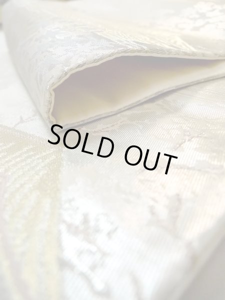 画像14: N0913B 袋帯 女性用着物 シルク（正絹）  光沢のある 白 もみじ 【中古】 【USED】 【リサイクル】 ★★★★☆ (14)