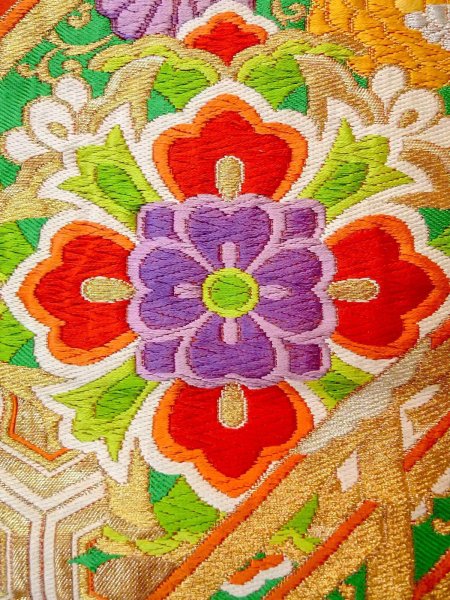 画像6: N0913G 袋帯 女性用着物 シルク(正絹)  鮮やか 橙色 桐 【中古】 【USED】 【リサイクル】 ★★★★☆ (6)