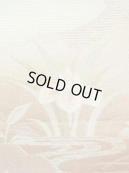 画像5: N0913I 袋帯 女性用着物 シルク（正絹）  淡い 緑色 ぼたん 【中古】 【USED】 【リサイクル】 ★★★★☆ (5)