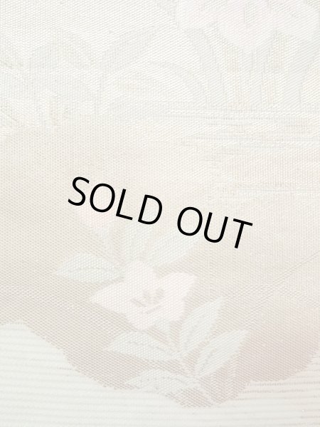 画像8: N0913I 袋帯 女性用着物 シルク（正絹）  淡い 緑色 ぼたん 【中古】 【USED】 【リサイクル】 ★★★★☆ (8)