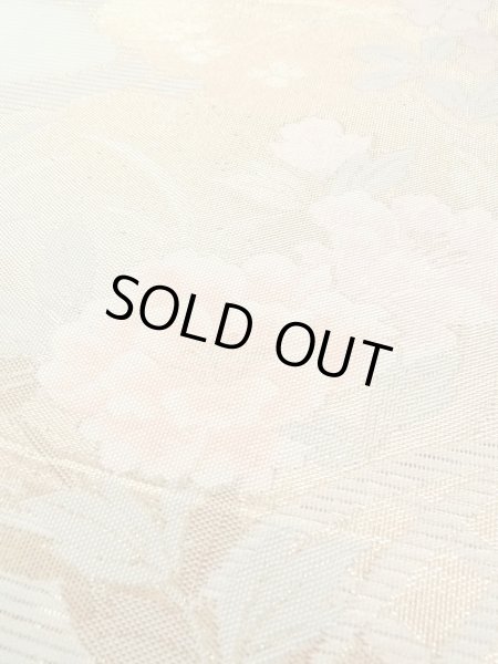 画像9: N0913I 袋帯 女性用着物 シルク（正絹）  淡い 緑色 ぼたん 【中古】 【USED】 【リサイクル】 ★★★★☆ (9)