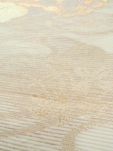 画像12: N0913I 袋帯 女性用着物 シルク（正絹）  淡い 緑色 ぼたん 【中古】 【USED】 【リサイクル】 ★★★★☆ (12)