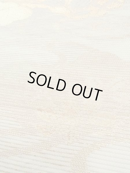 画像12: N0913I 袋帯 女性用着物 シルク（正絹）  淡い 緑色 ぼたん 【中古】 【USED】 【リサイクル】 ★★★★☆ (12)