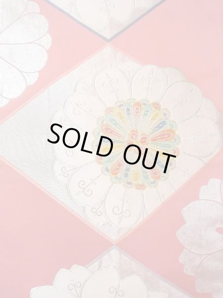 画像3: N0913J 袋帯 女性用着物 シルク（正絹）   桃色 花 【中古】 【USED】 【リサイクル】 ★★★☆☆ (3)