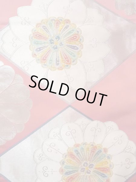 画像4: N0913J 袋帯 女性用着物 シルク（正絹）   桃色 花 【中古】 【USED】 【リサイクル】 ★★★☆☆ (4)