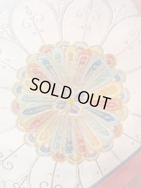 画像5: N0913J 袋帯 女性用着物 シルク（正絹）   桃色 花 【中古】 【USED】 【リサイクル】 ★★★☆☆ (5)