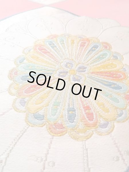 画像9: N0913J 袋帯 女性用着物 シルク（正絹）   桃色 花 【中古】 【USED】 【リサイクル】 ★★★☆☆ (9)