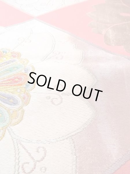 画像11: N0913J 袋帯 女性用着物 シルク（正絹）   桃色 花 【中古】 【USED】 【リサイクル】 ★★★☆☆ (11)