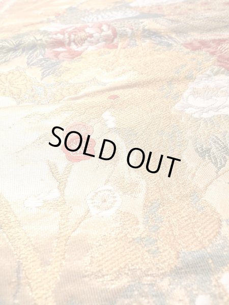 画像19: N0913L 袋帯 女性用着物 シルク（正絹）  光沢のある 金色 ぼたん 【中古】 【USED】 【リサイクル】 ★★★★☆ (19)