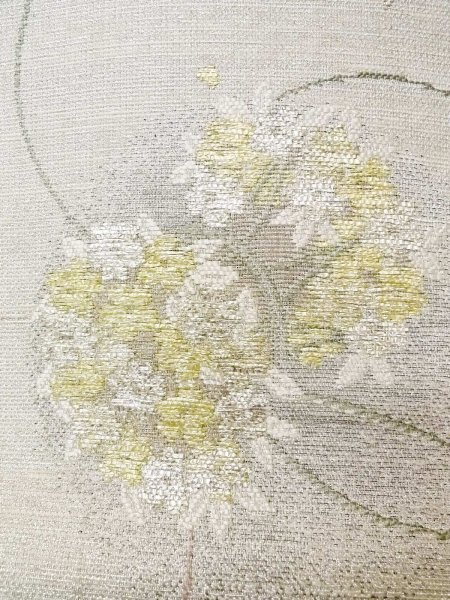 画像6: N0913M 袋帯 女性用着物 シルク(正絹)   銀色 花 【中古】 【USED】 【リサイクル】 ★★☆☆☆ (6)