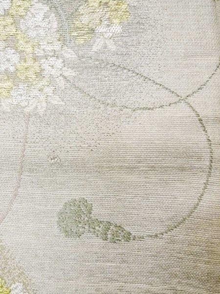 画像7: N0913M 袋帯 女性用着物 シルク(正絹)   銀色 花 【中古】 【USED】 【リサイクル】 ★★☆☆☆ (7)