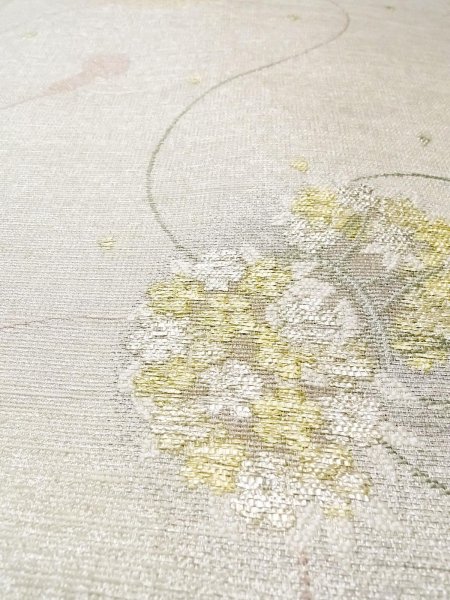 画像9: N0913M 袋帯 女性用着物 シルク(正絹)   銀色 花 【中古】 【USED】 【リサイクル】 ★★☆☆☆ (9)