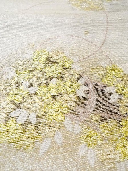 画像10: N0913M 袋帯 女性用着物 シルク(正絹)   銀色 花 【中古】 【USED】 【リサイクル】 ★★☆☆☆ (10)