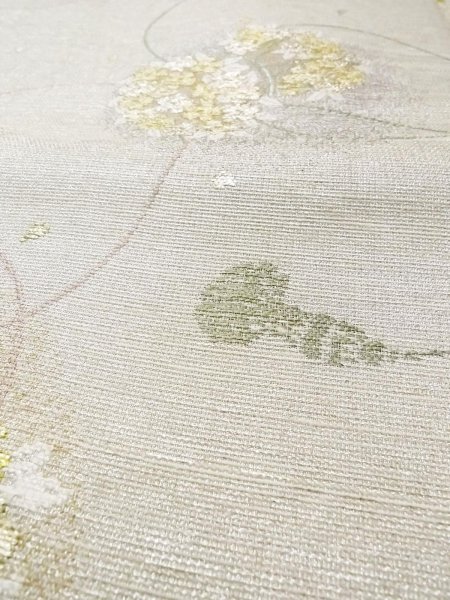 画像11: N0913M 袋帯 女性用着物 シルク(正絹)   銀色 花 【中古】 【USED】 【リサイクル】 ★★☆☆☆ (11)