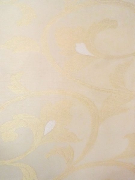 画像4: N0913N 袋帯 女性用着物 シルク(正絹)  光沢のある ベージュ 葉 【中古】 【USED】 【リサイクル】 ★★★☆☆ (4)