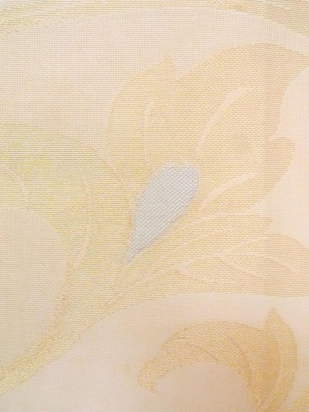 画像5: N0913N 袋帯 女性用着物 シルク(正絹)  光沢のある ベージュ 葉 【中古】 【USED】 【リサイクル】 ★★★☆☆ (5)