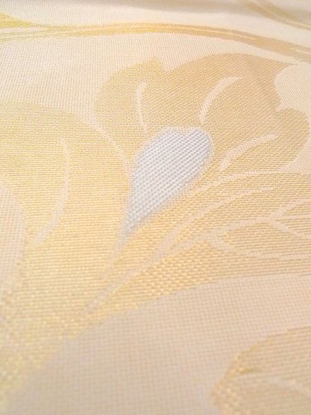 画像9: N0913N 袋帯 女性用着物 シルク(正絹)  光沢のある ベージュ 葉 【中古】 【USED】 【リサイクル】 ★★★☆☆ (9)