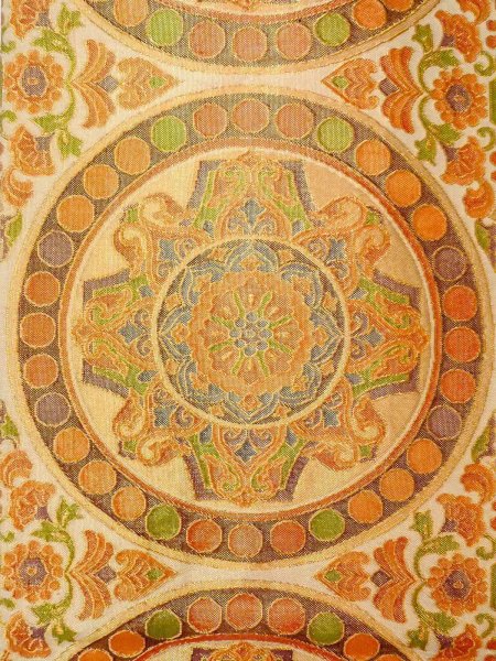 画像3: N0913O 袋帯 女性用着物 シルク(正絹)  光沢のある 橙色 唐花 【中古】 【USED】 【リサイクル】 ★★★★☆ (3)