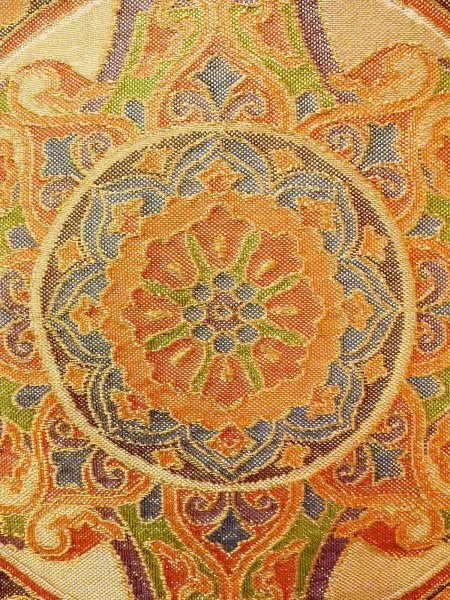 画像5: N0913O 袋帯 女性用着物 シルク(正絹)  光沢のある 橙色 唐花 【中古】 【USED】 【リサイクル】 ★★★★☆ (5)