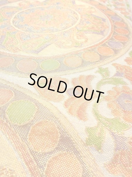 画像9: N0913O 袋帯 女性用着物 シルク（正絹）  光沢のある 橙色 唐花 【中古】 【USED】 【リサイクル】 ★★★★☆ (9)