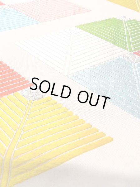 画像8: N0913Q 袋帯 女性用着物 シルク(正絹)   アイボリー 菱 【中古】 【USED】 【リサイクル】 ★★★★☆ (8)