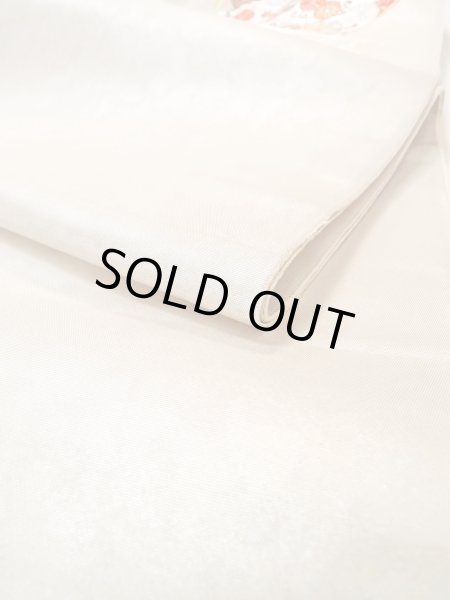 画像13: N0913T 袋帯 女性用着物 シルク(正絹)  光沢のある 銀色 菊 【中古】 【USED】 【リサイクル】 ★★☆☆☆ (13)