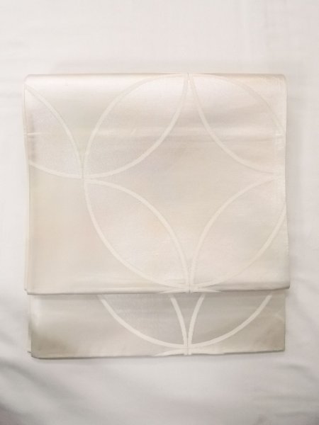 画像2: N0913U 袋帯 女性用着物 シルク(正絹)  光沢のある 銀色 七宝 【中古】 【USED】 【リサイクル】 ★★★☆☆ (2)