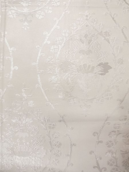 画像4: N0913V 袋帯 女性用着物 シルク(正絹)  光沢のある 銀色 唐花 【中古】 【USED】 【リサイクル】 ★★☆☆☆ (4)