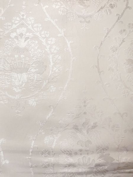 画像5: N0913V 袋帯 女性用着物 シルク(正絹)  光沢のある 銀色 唐花 【中古】 【USED】 【リサイクル】 ★★☆☆☆ (5)