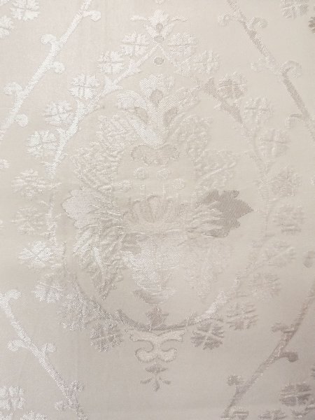 画像6: N0913V 袋帯 女性用着物 シルク(正絹)  光沢のある 銀色 唐花 【中古】 【USED】 【リサイクル】 ★★☆☆☆ (6)