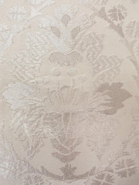 画像7: N0913V 袋帯 女性用着物 シルク(正絹)  光沢のある 銀色 唐花 【中古】 【USED】 【リサイクル】 ★★☆☆☆ (7)