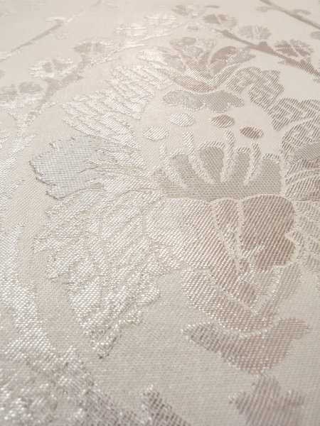 画像10: N0913V 袋帯 女性用着物 シルク(正絹)  光沢のある 銀色 唐花 【中古】 【USED】 【リサイクル】 ★★☆☆☆ (10)