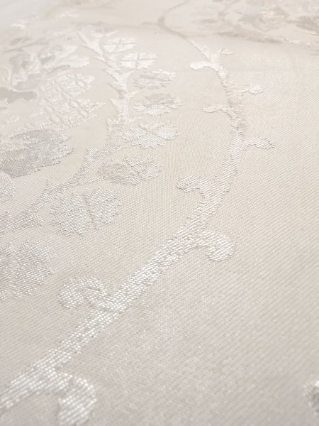 画像11: N0913V 袋帯 女性用着物 シルク(正絹)  光沢のある 銀色 唐花 【中古】 【USED】 【リサイクル】 ★★☆☆☆ (11)