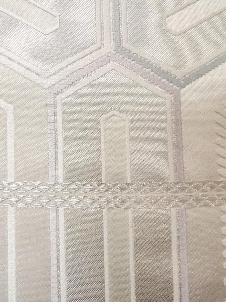 画像7: N0913W 袋帯 女性用着物 シルク(正絹)  光沢のある 銀色 花 【中古】 【USED】 【リサイクル】 ★★☆☆☆ (7)