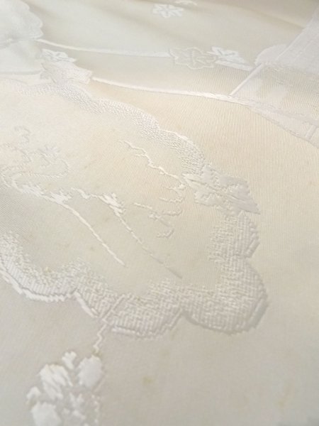 画像10: N0913X 袋帯 女性用着物 シルク(正絹) 薄い 灰色がかった オフ ホワイト 菊 【中古】 【USED】 【リサイクル】 ★★☆☆☆ (10)